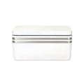 Sleek White Storage Container with Stainless Steel Accents